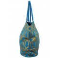 9200 -TURQUOISE & GOLD TRELLIS DESIGN CANVAS TOTE BAG